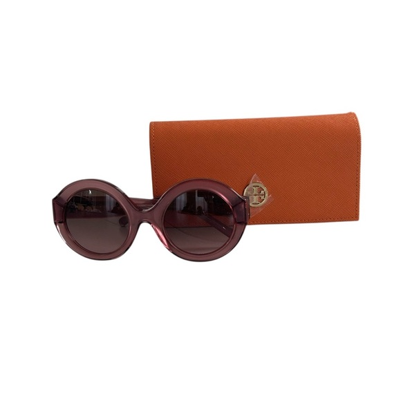 Tory Burch Eleanor Oval  Sunglasses with Orange Case - Picture 2 of 13